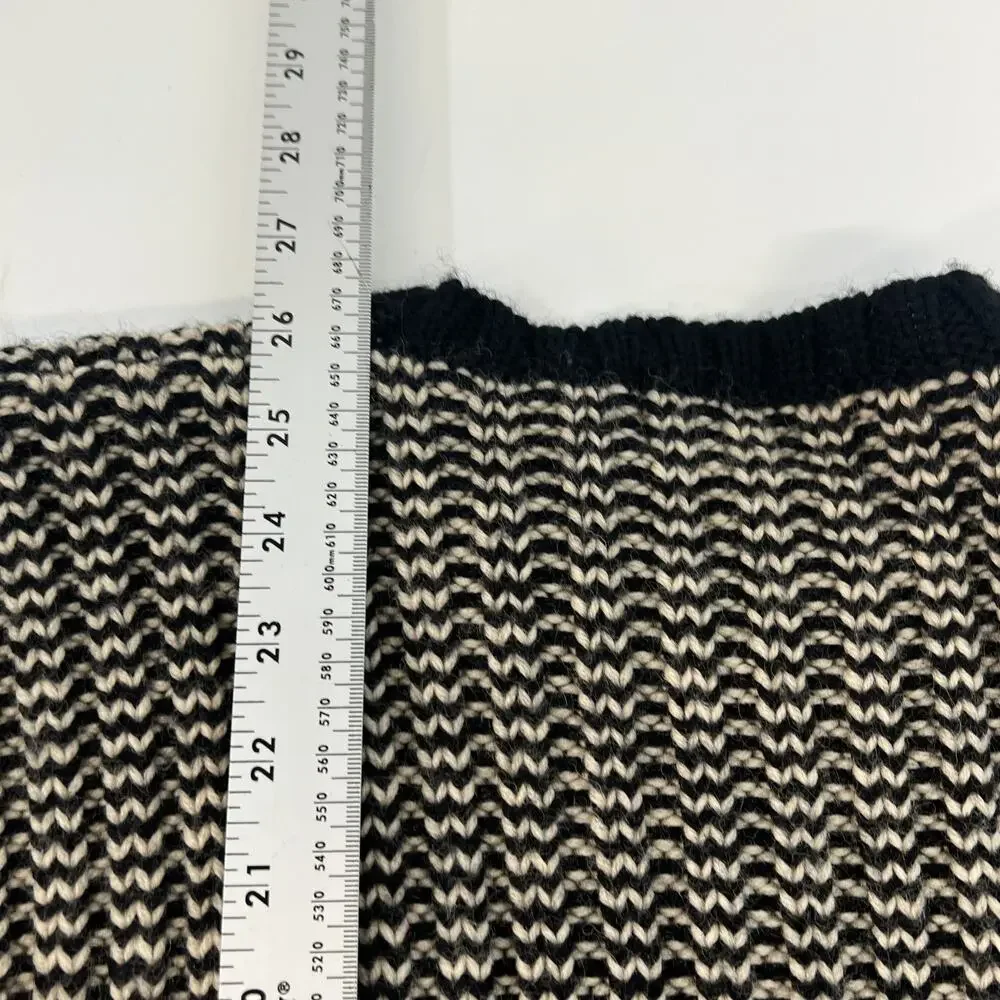 Vintage Polo Ralph Lauren Brioche Large Sweater Black White‎ Wool Knit Crewneck